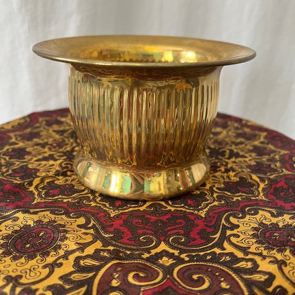 Vintage brass home decorative planter vase bowl cache pot Hollywood regency boho - Picture 1 of 8